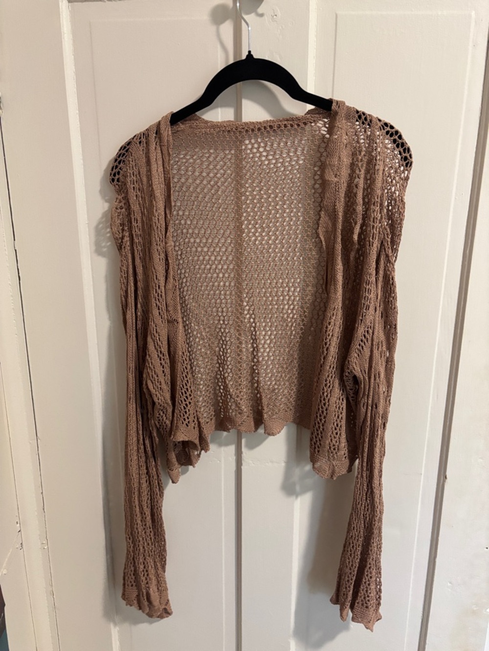 SHEIN Open-Knit Lightweight Cardigan in Taupe